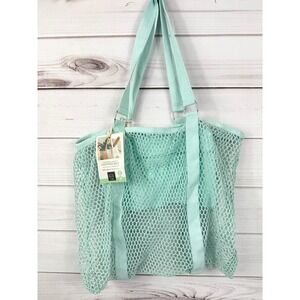 Eco Ciroa Cotton Mesh Shopping Bag Tote Aqua Eco Friendly Reusable NEW
